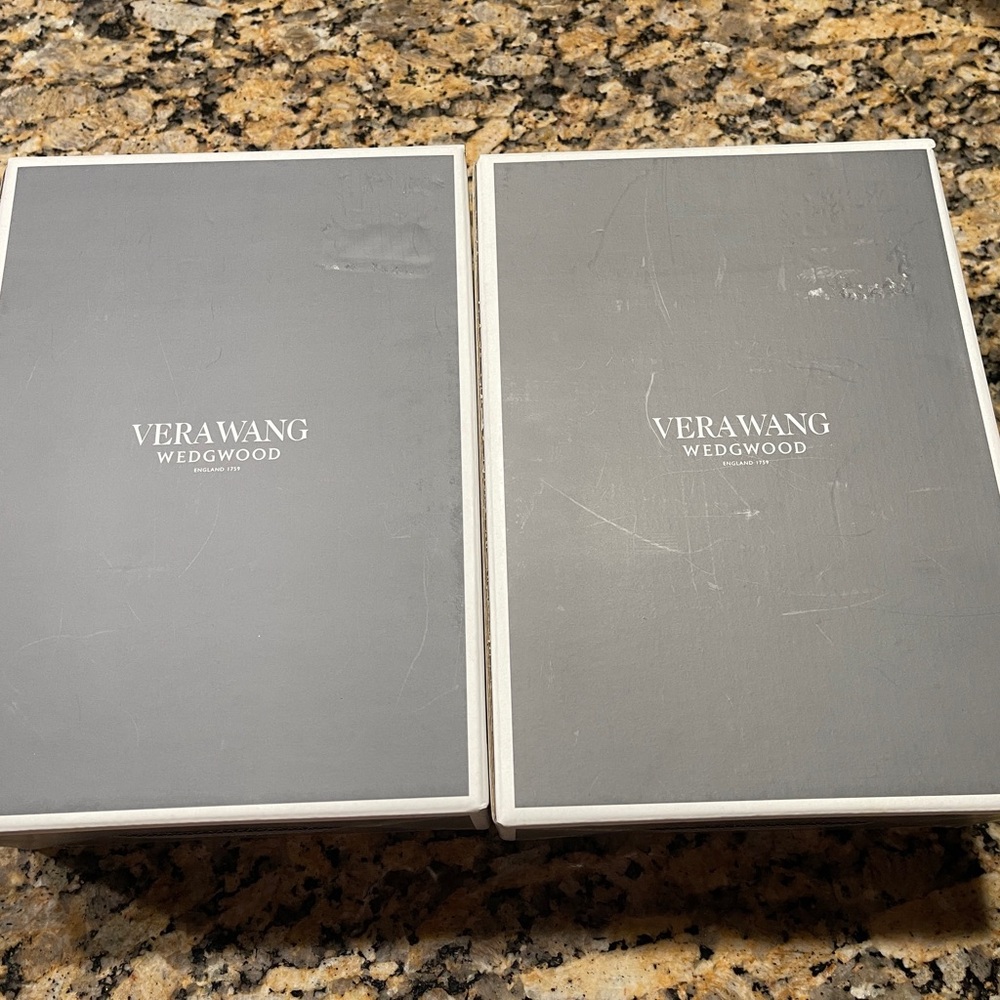 Two boxes Wedgwood Vera Wang Duchesse Crystal Wine Glasses